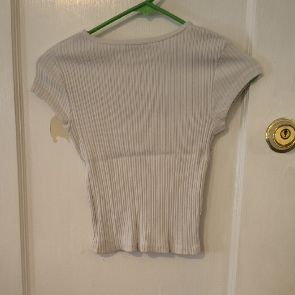 Mavi | Off-White Ribbed Short Sleeve Tee - Picture 3 of 3